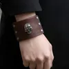 Punk Skull in pelle braccialetto braccialetto uomo braccialetti gioielli regalo esagerato ornamenti a mano a buon mercato dhl regalo di natale gratuito