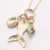 Mode sirène queue pendentif collier breloque enfant chaîne en or collier avec étoile de mer/coquillage design pour bébé filles fête cadeau