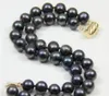 Huge 2 Rows 9-10MM Round South Sea Genuine Black Pearl Bracelet 7.5-8" Gold