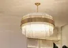 Modern crystal chandelier luxury living room stainless steel bedroom round hotel lobby art light luxury restaurant lighting LED lights MYY
