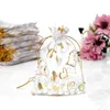 200st Gold Heart Organza Drawstring Påsar Bröllop Favor Gift Bag 9x12 CM 3 5 X 4 7 Inch Multi Colors1984