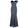 Angfashions Plissee Abendkleid von Schulter langer Meerjungfrauschlitz formelle Frauen039s Partykleid Heimkehr Blau 4437395776