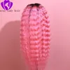 Snabb leverans Vattenvåg Ombre Rosa Lace Frontal Wig Två Tonfärg Brasilianska Full Lace Front Pärlor Med Baby Hår