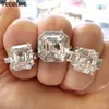 Original 925 Silver square ring Asscher cut Created Moissanite Wedding Engagement Cocktail Women topaz Rings finger Fine Jewelry