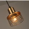 Loft Retro Guld Industriell vindhängande lampa Iron Cage Cord E27 Hängsmycke Ljus för matsal Bedroom Bar Coffee Restaurant