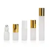 10ml 5ml 3ml Perfume Roll On Glass Bottle Frosted Clear with Metal Ball Roller Essential Oil Vials