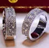 Regalo Brillante Solid 925 Sterling Silver Jewelry Wedding Anniversary rotonde amanti SONA diamante anello di fidanzamento BAND Belle donne degli uomini Fan