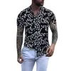 Men's Casual Shirts Mens Shirt Summer Black Slim Hawaiian Printed Clothing Style Short Sleeve Men Fashion