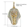 Gorący 24 -karatowy złoty srebrny lodowany wisiorek egipski faraon miedź kryształowy cyrkon Diamenty naszyjnik próżniowy