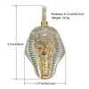 24K Gold & Silver Iced out Pendant Egyptian Pharaoh copper Crystal Zircon Diamonds Necklace Vacuum Plated Jewelry pop Necklace273u