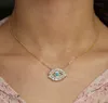 8k gold plated Turkish evil eye necklace lucky girl gift Baguette cubic zirconia turquoise geomstone top quality evil eye jewelry GD117