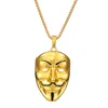 Film V moordenaars masker ketting tij mannelijke hiphop hanger ketting punk sieraden groothandel gouden kleur kettingen voor mannen