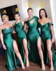 2020 New Sexy Turquoise Green Side Split Bridesmaid Dresses Long Maid Of Honor Dress Mermaid Wedding Guest Evening Dress