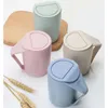 Nordic Wheat Straw Tea Cup Saucer Lid Infuser Tea Cup Nordic Style Wheat Straw Couple Mug Plastic Office Tea Cup