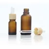 15ml 30ml 50ml Frosted Amber clare milk White Glass Dropper Bottle with plastic Cap 1oz Glass Bamboo Essential Oil Bottle