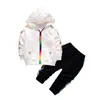 Baby Boys Sport Dress Toddler Zestaw Odzież Dzieci Rainbow Zipper Ubrania Z Długim Rękawem Kurtki Moda Cartoon Dress Ustawia Nowy GGA3017