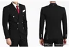 Chegadas Novas Double Breasted Preto Noivo TuxeDos Peak Lapel Groomsmen Melhor Homem Blazer Mens Casamento Suits (Jacket + Calças + Gravata) D: 368