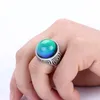 New Trendy Classic Design Womens Silver Plated 18MM Mood Gemstone Ring MJRS0449877505