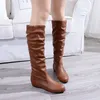 2019 autumn and winter new women's boots Europe round head anti-skid inside increased flat bottom non-slip wild wild large size women's shoe