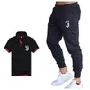 Conjunto de verão masculino negócios casual t camisas + calças duas peças define treino masculino camisa casual camiseta calças de fitness