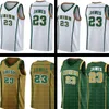 gymnasiet 23 LeBron Jersey James Herr Vit Grön Gul Billiga grossist Baskettröjor Broderilogotyper S-XXL 898998