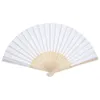 12 Pack Hand Held Fans Party Favor White Paper fan Bamboo Folding Fans Handheld Folded for Church Wedding Gift276Z