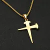 Partihandel-Mens Hip Hop Jewelry Bling Iced Out Titanium Nail Cross Pendants Halsband med 24-tums guldfärg i rostfritt stål Länkkedja