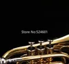 Hot Selling Pocket Trumpet Bb Flat Brass Lacquer Gold Professional Instrument Music With Case Mouthpiece Free Shipping