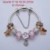 charm bracelets 925 silver bracelet pink flower charms gold butterfly beads fit for DIY Accessories pendant Jewelry as gift