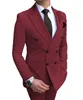 Double-Breasted Blue/Pink/Wine/Purple/Red Groom Tuxedos Peak Lapel Men Suits 2 pieces Wedding/Prom/Dinner Blazer (Jacket+Pants+Tie) W913