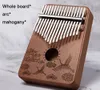 Senaste 17 nycklarna Kalimba Sanza Thumb Piano Mahogany hela brädet Finger Piano Solid Wood Student Nybörjare Blue Green Tangentboard Instrum3972402