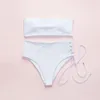 Sexig hög midja bodysuits 2020 kvinnor baddräkt fast baddräkt kvinnlig baddräkt bandeau brasilianska playsuit set maillot de bain