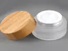 Nova bambu protecção ambiental e cosmético tampa de madeira embalagens garrafa de vidro de material olho creme 20g garrafa creme esfrega transparente