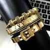 4 pzSet Uomo Acciaio Bracciale con numeri romani Fibbia a ferro di cavallo Braccialetti Pulseira Bileklik Gioielli fatti a mano di lusso T1912307302624