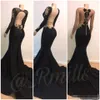 Seksowne boczne szczeliny Czarne Prom Dresses Mermaid V Neck Gold Lace Aplikacja Plunging Plus Size Custom Made Długie Rękawy Formalne wieczorowe suknie wieczorowe