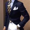 Brand new Navy Blue Mens Casamento Smoking Notch Lapel Groomsmen Smoking Popular Man Blazers Casaco Excelente terno (jaqueta + calça + gravata) 45