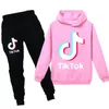 Survêtement pour enfants garçons vêtements décontractés 2 pièces ensemble pantalon Costume imprimé Tik Tok Costume de Sport pour fille adolescente sweat à manches longues à capuche6704351