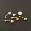 Rostfri magknapp ringer ombligo Piercings 14g Rose Gold Screw Navel Bar Piercing Nombril Sexig Women Body Jewelry