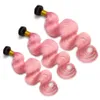 # 1B/Rosa Ombre Fasci di capelli umani onda del corpo capelli umani brasiliani 3 pacchi con trame frontali di capelli umani Ombre rosa con chiusura frontale in pizzo 13x4