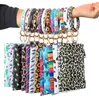 Pu armband nyckelring läder armband nyckelring smycken handväska leopard armband hänge purse lady väska hand bär påsar telefonväska