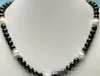 Skönhet 9-10mm South Sea Black White Pearl Necklace 18 "925Silver Gold