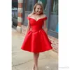 Red Cheap Short Cocktail Dresses Off Shoulder Formal Simple Short Prom Evening Dresses Party Gowns Homecoming Dress Graduation Gowns