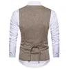 Старинные коричневые Tweed Vests шерсть эррингбена британский стиль на заказ мужской костюм портной тонкий подходит пиджак свадебные костюмы для мужчин