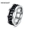 Meaeguet Fashion Men's Men's Ring The Punk Rock Accessories из нержавеющей стали Черная цепочка Spinner Rings для мужчин 3 Цвет США размер 6-15