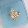 10pcs/lot Wholesale Holiday Gift Jewelry Horse eye Grass Green Topaz Gems Gold Plated Creative Dragonfly Ring USA Size 7 8