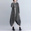 Women's Wool & Blends Autumn Winter Long Jacket Women Casual Loose Round Neck Asymmetrical Zipper Blended Woolen Coats Plus Size