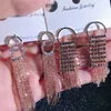 New S925 silver needle long earring copper micro inlay color temperament fashion earrings earrings pendant female mixed batch