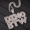 Niestandardowe mini baguette litery Nazwa Naszyjnik z łańcucha do tenisa Łańcuch linowy Iced Out Square Cyrkon Mężczyzna Hip Hop Biżuteria Prezent