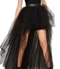 Robe de soirée noire haute basse demi-corps jupe grande taille trois couches maille robe de cocktail courte nouveau style sexy femmes jupe sur mesure