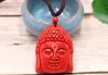 Collier pendentif tête de bouddha chinois, rouge naturel, amulette bouddhiste organique, bijoux à breloques, cadeaux à la mode pour femmes